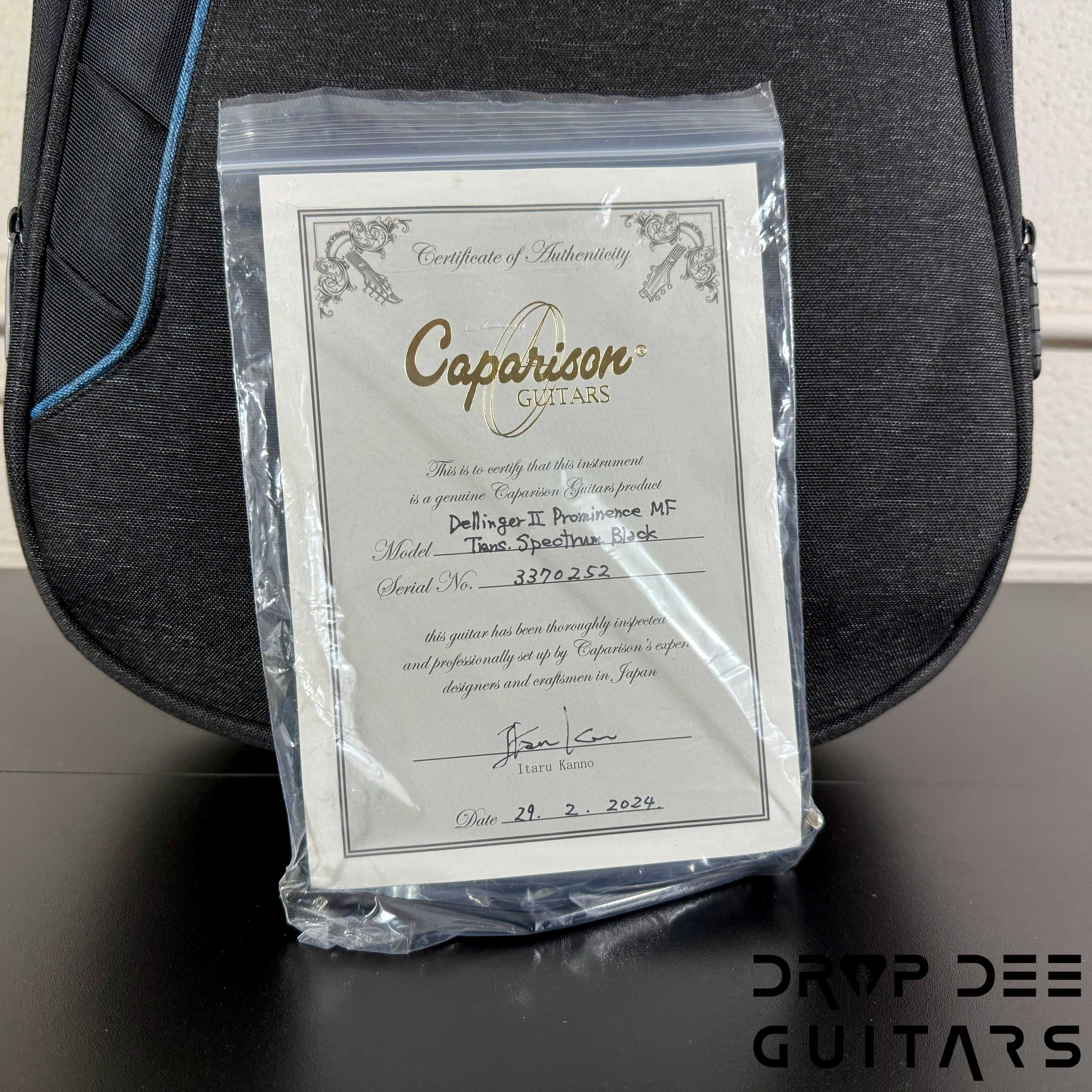 Caparison Dellinger II Prominenace MF Electric Guitar w/ Bag - Trans Spectrum Black