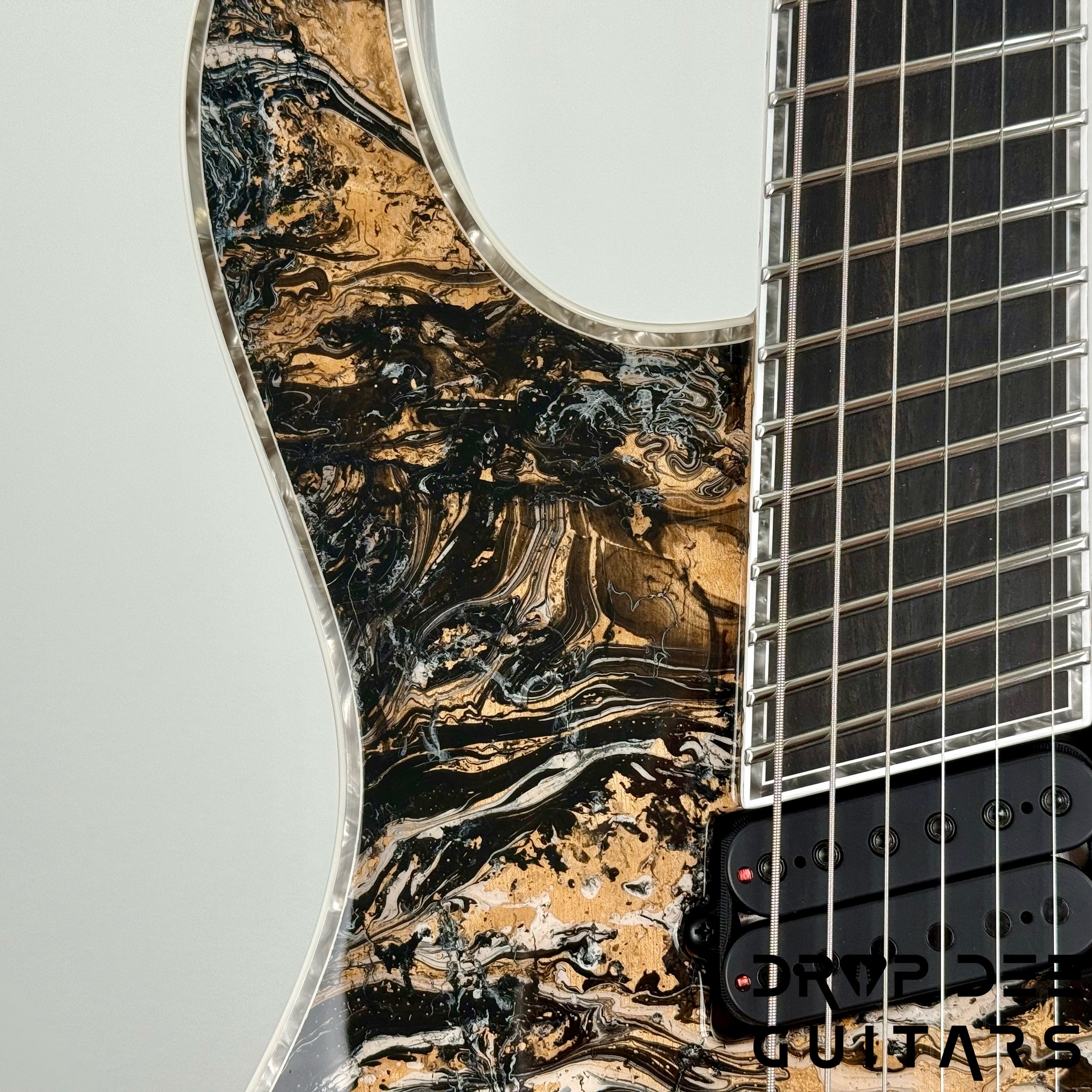 Mayones Regius 4Ever VF 6 Multiscale Evertune Electric Guitar w/ Case - Black Gold Mercury Swirl