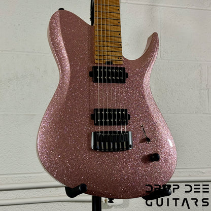 Balaguer USA Series Seraph Modern 7 Baritone 7-String Electric Guitar w/ Case (824) - Gloss Metallic Rose Gold
