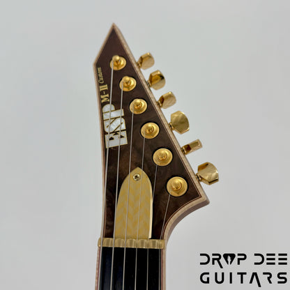 ESP Exhibition Limited M-II CTM NT Electric Guitar w/ Case - Natural w/ Dark Blue Burst