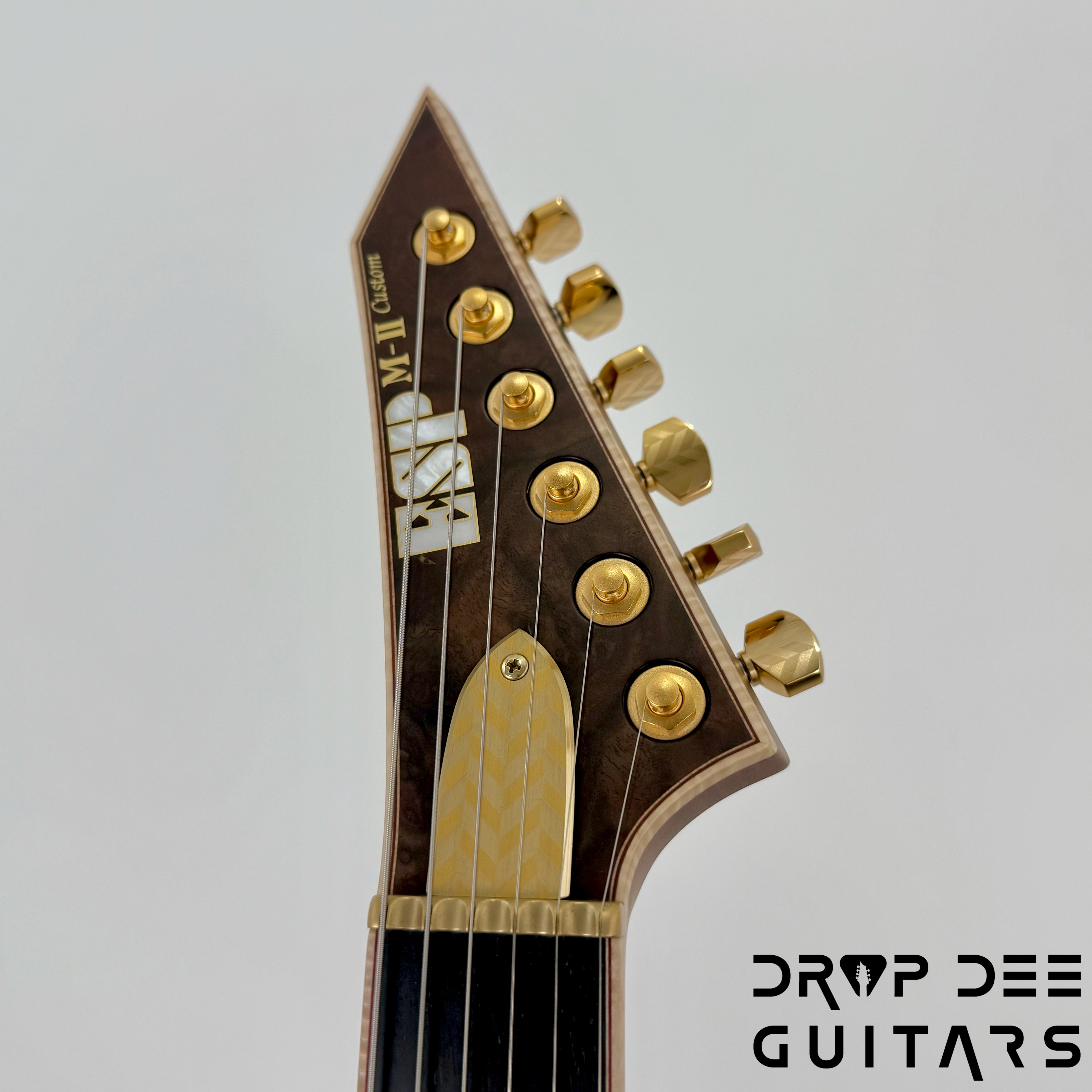 ESP Exhibition Limited M-II CTM NT Electric Guitar w/ Case - Natural w/ Dark Blue Burst