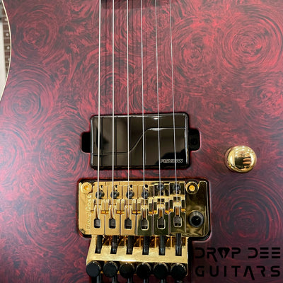 ESP USA M-I DX FR Electric Guitar w/ Case (4038) - Red Rose Marble