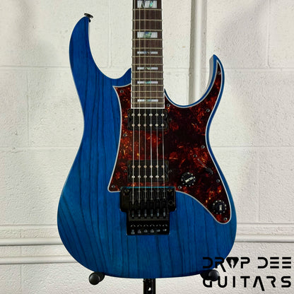 Ibanez Prestige RG653DX Electric Guitar w/ Case - Transparent Deep Blue Flat