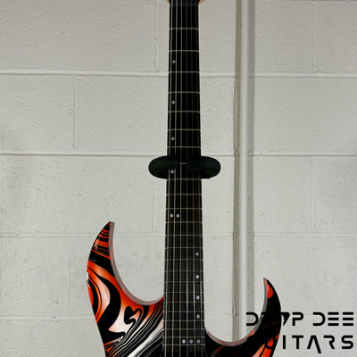 Schecter Custom Shop Sunset Extreme 6 Electric Guitar w/ Case - Black & White Swirl w/ Orange Burst