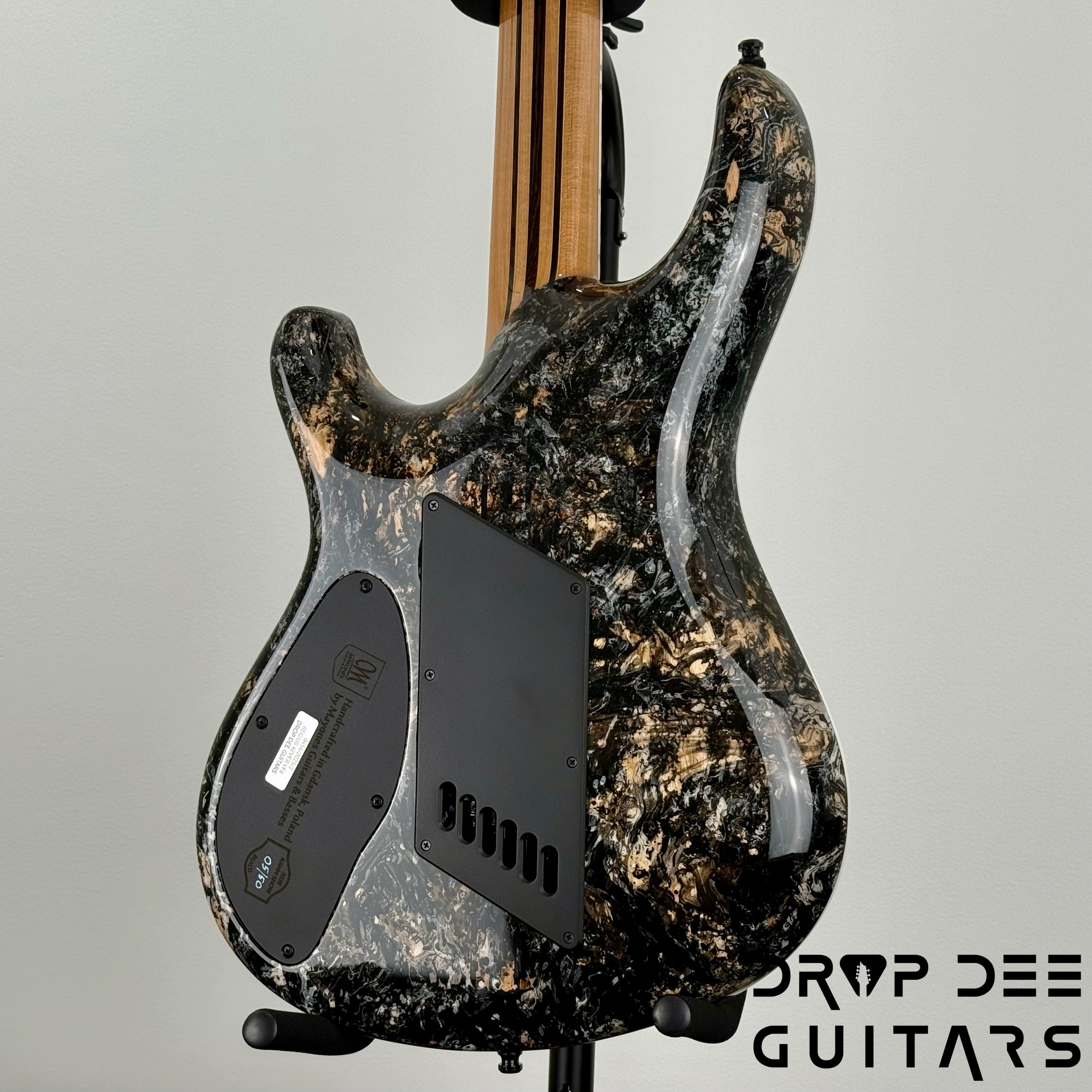 Mayones Regius 4Ever VF 6 Multiscale Evertune Electric Guitar w/ Case - Black Gold Mercury Swirl