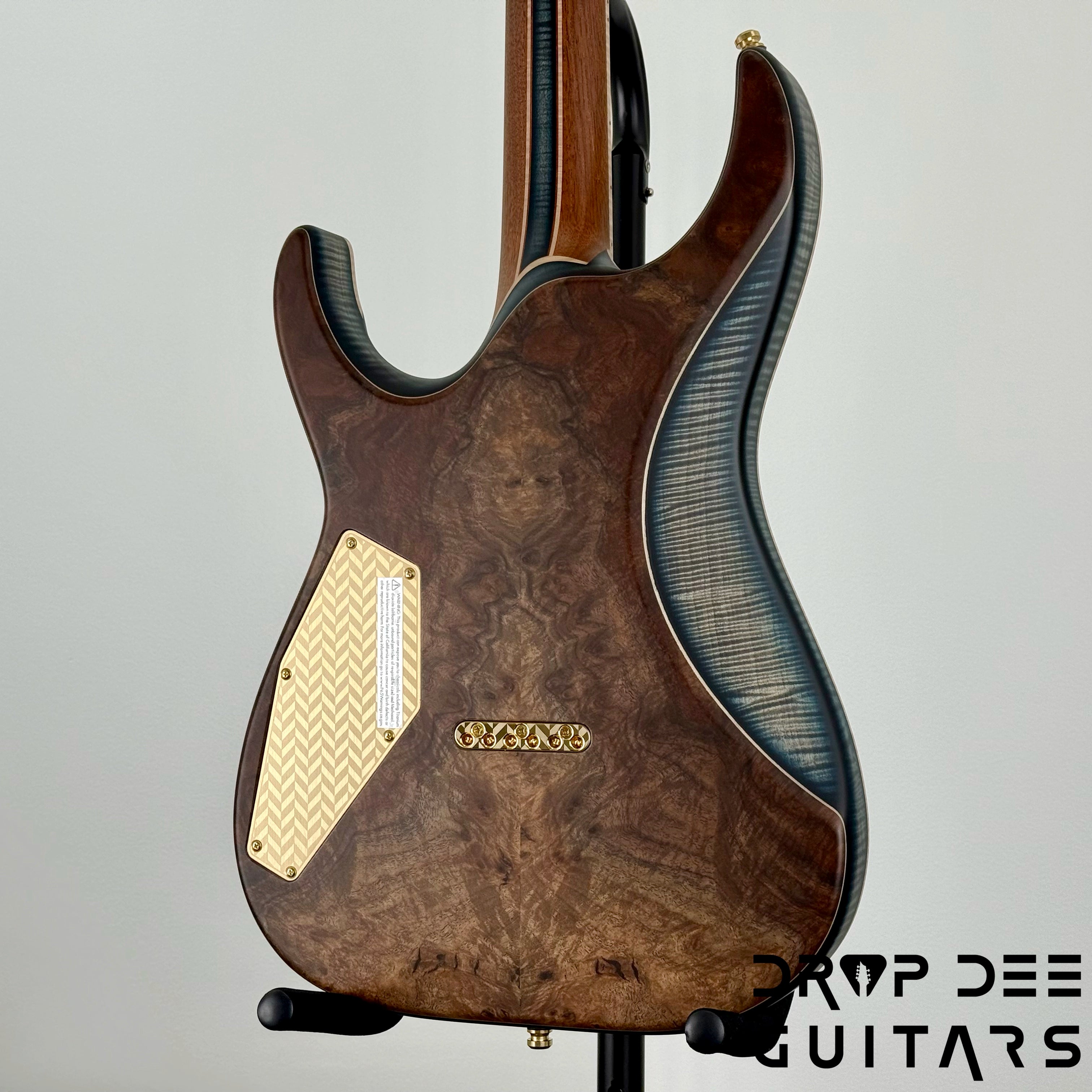 ESP Exhibition Limited M-II CTM NT Electric Guitar w/ Case - Natural w/ Dark Blue Burst