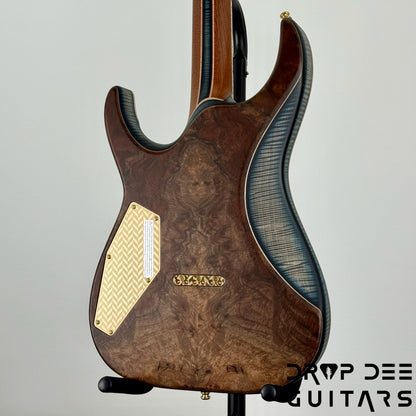 ESP Exhibition Limited M-II CTM NT Electric Guitar w/ Case - Natural w/ Dark Blue Burst