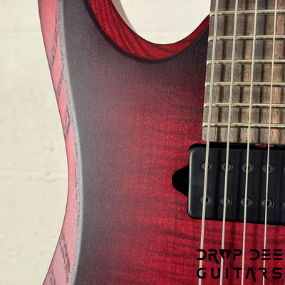 Ibanez Standard RGD721FA Baritone 7-String Electric Guitar - Stained Wine Red Burst Flat