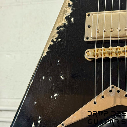 Jackson USA Custom Shop Special Edition Rhoads Electric Guitar w/ Case - Black Nitro Relic (Tour Heavy Relic)