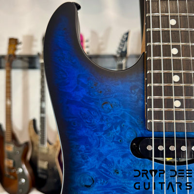Schecter USA Custom Shop Sunset Custom-II HSS Electric Guitar w/ Case - Ocean Blue Burst Satin