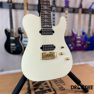 Schecter USA Custom Shop PT-7 7-String Electric Guitar w/ Case - Vintage White Satin
