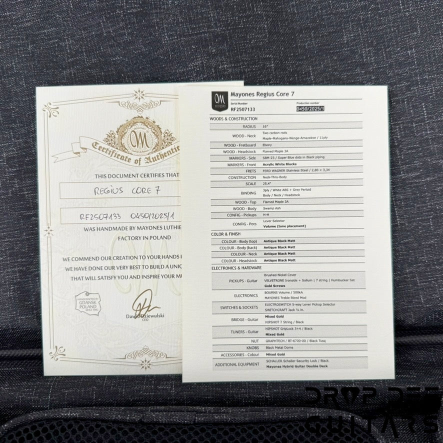 Mayones Regius Core 7 7-String Electric Guitar w/ Case - Antique Black Matt