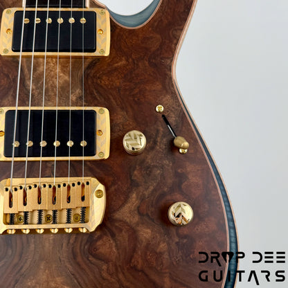 ESP Exhibition Limited M-II CTM NT Electric Guitar w/ Case - Natural w/ Dark Blue Burst