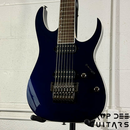 Ibanez Prestige RG2027XL Baritone 7-String Electric Guitar w/ Case - Dark Tide Blue