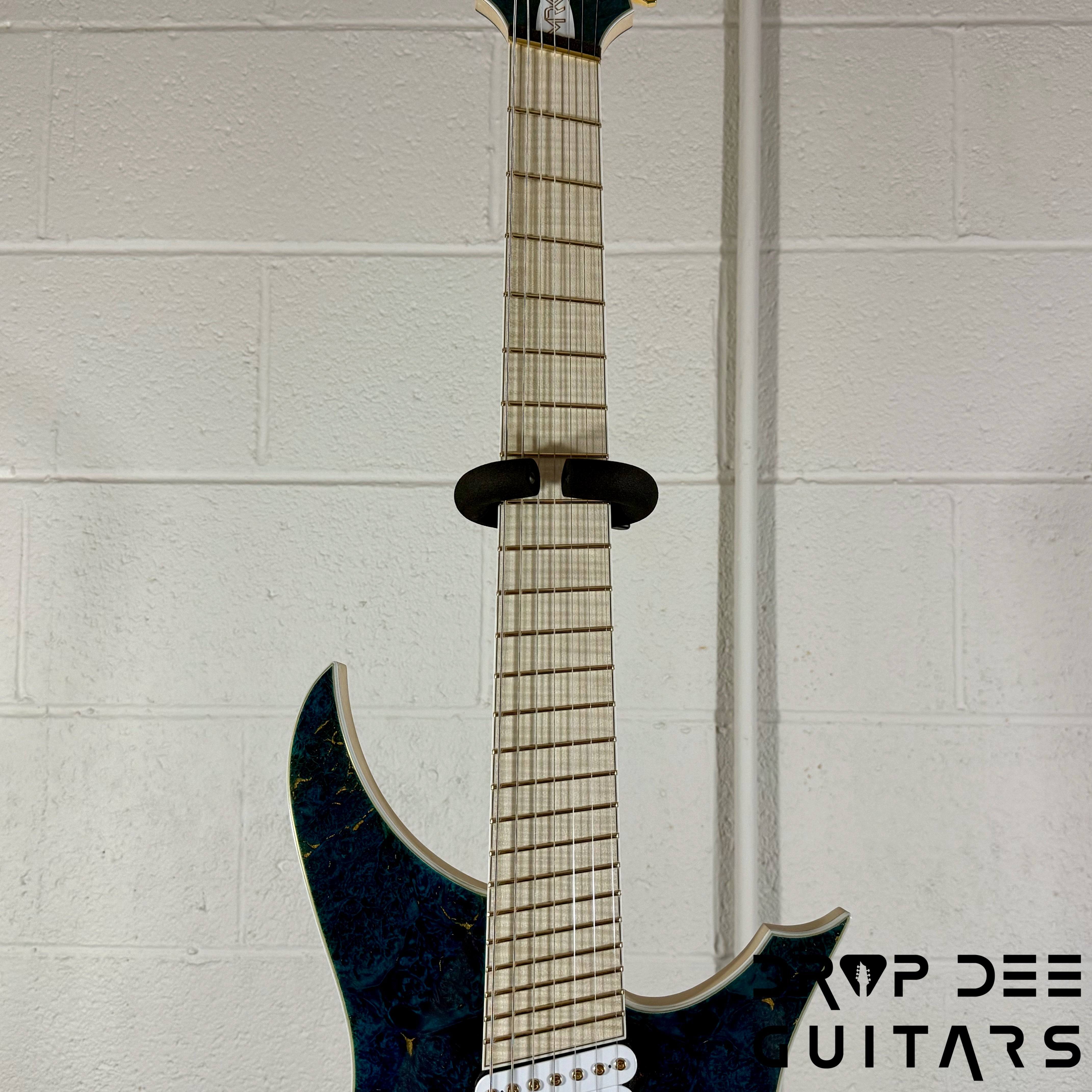 MRK Custom Shop Apodis Multiscale 7-String Electric Guitar w/ Case - Blue w/ Gold Leaf