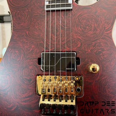 ESP USA M-I DX FR Electric Guitar w/ Case (4052) - Red Rose Marble