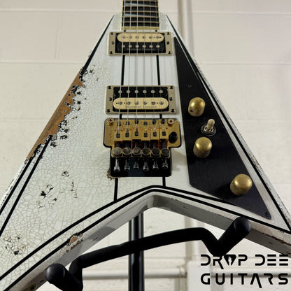 Jackson USA Custom Shop Special Edition Rhoads Electric Guitar w/ Case - Snow White w/ Black Vintage Pinstripes, Nitro-Tour Heavy Relic