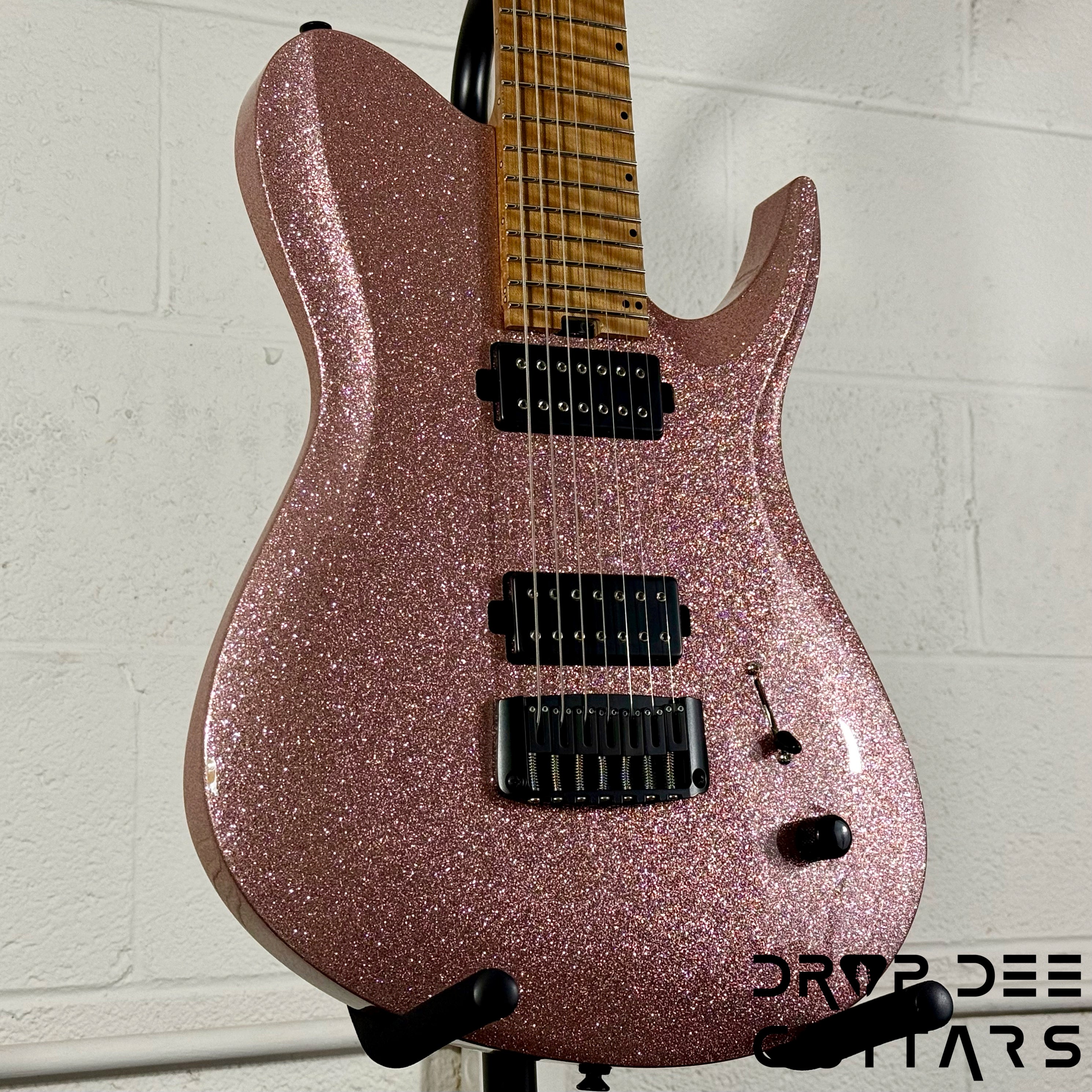 Balaguer USA Series Seraph Modern 7 Baritone 7-String Electric Guitar w/ Case (824) - Gloss Metallic Rose Gold