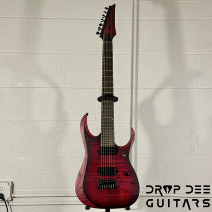 Ibanez Standard RGD721FA Baritone 7-String Electric Guitar - Stained Wine Red Burst Flat