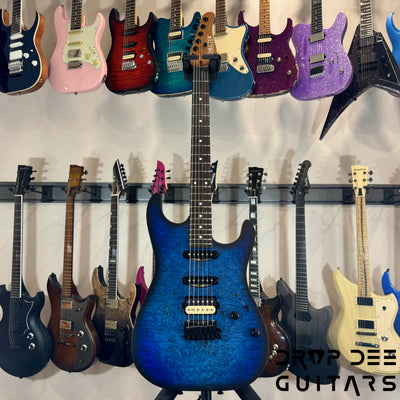 Schecter USA Custom Shop Sunset Custom-II HSS Electric Guitar w/ Case - Ocean Blue Burst Satin