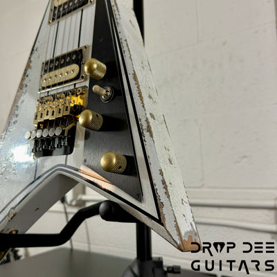 Jackson USA Custom Shop Special Edition Rhoads Electric Guitar w/ Case - Snow White w/ Black Vintage Pinstripes, Nitro-Tour Heavy Relic