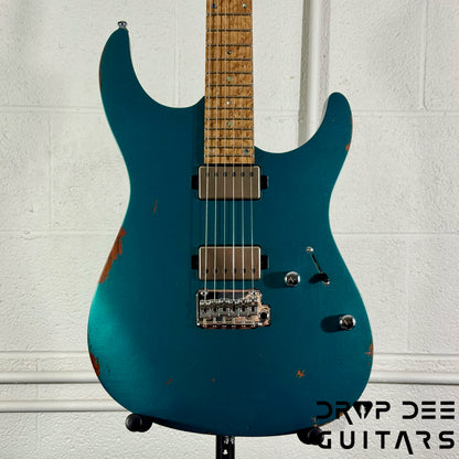 Mayones Aquila Aged V24 S 6 Electric Guitar w/ Case - Monolith Metallic Neon Green Nitro (Aged)