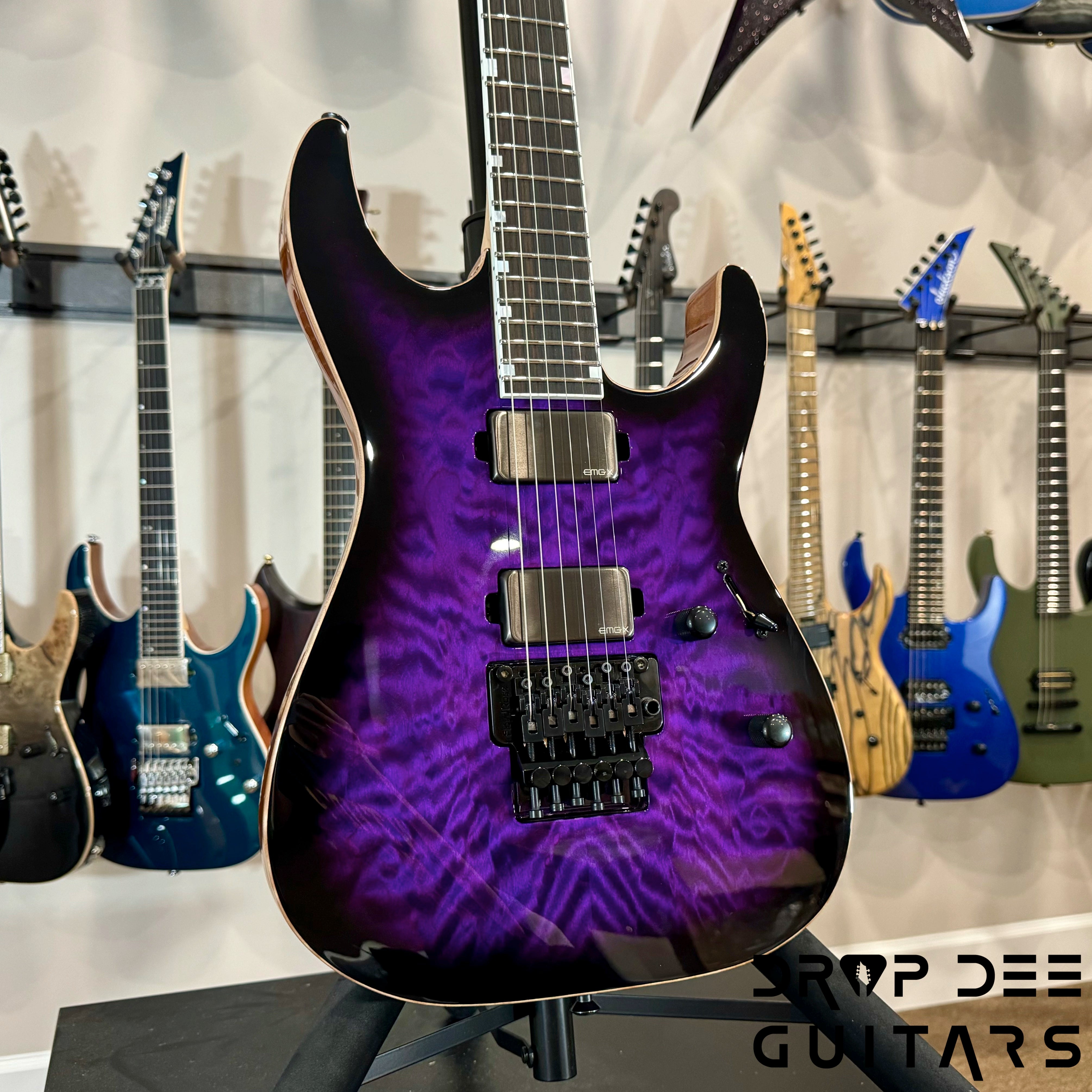 ESP USA M-II FR DLX Electric Guitar w/ Case - Dark Purple Sunburst