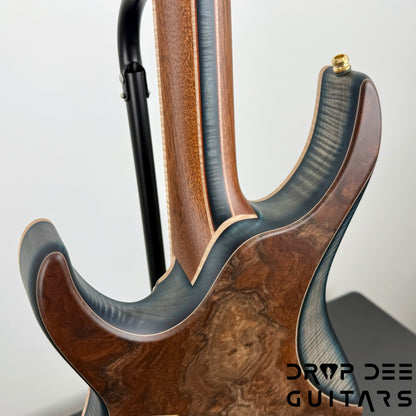 ESP Exhibition Limited M-II CTM NT Electric Guitar w/ Case - Natural w/ Dark Blue Burst