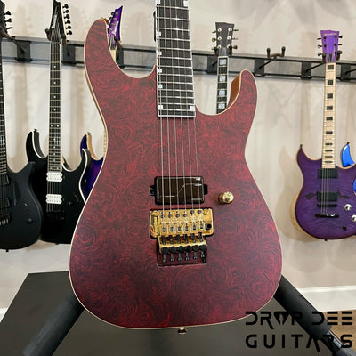 ESP USA M-I DX FR Electric Guitar w/ Case (4038) - Red Rose Marble