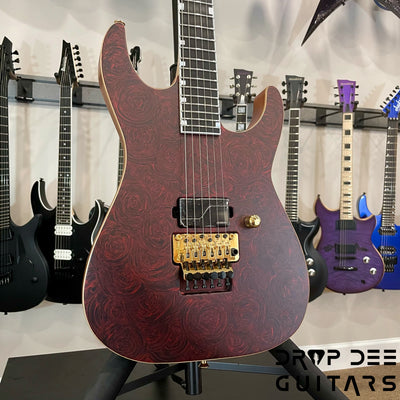 ESP USA M-I DX FR Electric Guitar w/ Case (4052) - Red Rose Marble