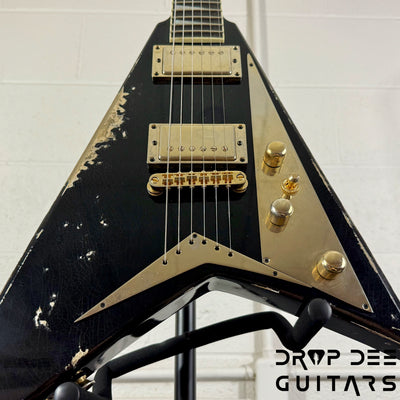 Jackson USA Custom Shop Special Edition Rhoads Electric Guitar w/ Case - Black Nitro Relic (Tour Heavy Relic)