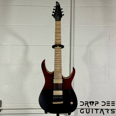 Mayones Duvell Elite 7 7-String Electric Guitar w/ Case - Red/Black Fade