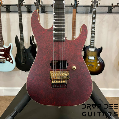 ESP USA M-I DX FR Electric Guitar w/ Case (4038) - Red Rose Marble