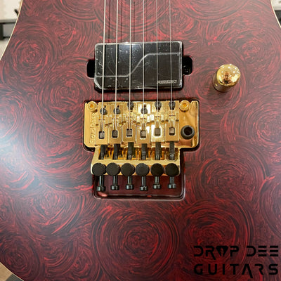 ESP USA M-I DX FR Electric Guitar w/ Case (4052) - Red Rose Marble