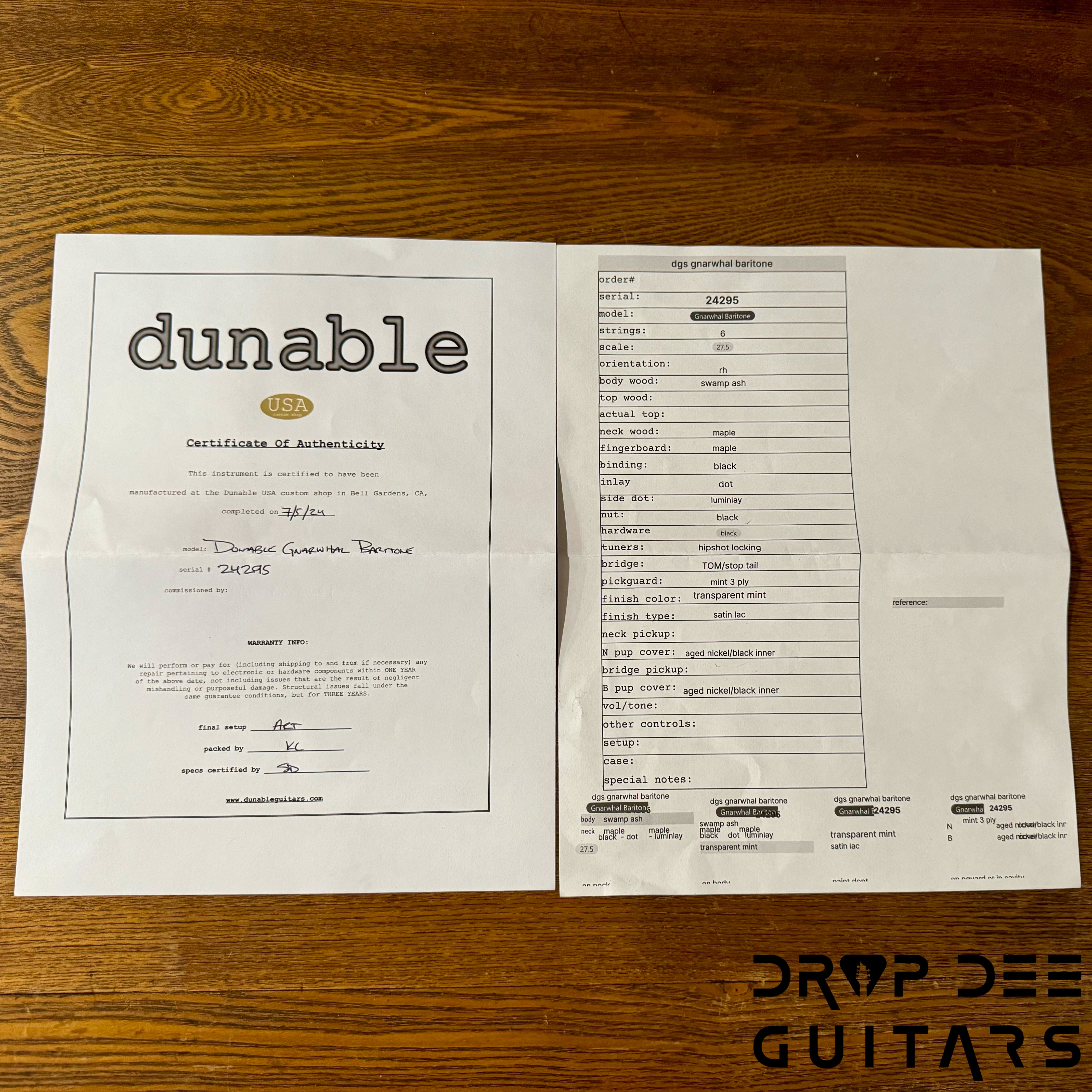 Dunable USA Custom Shop Gnarwhal Baritone Electric Guitar w/ Case