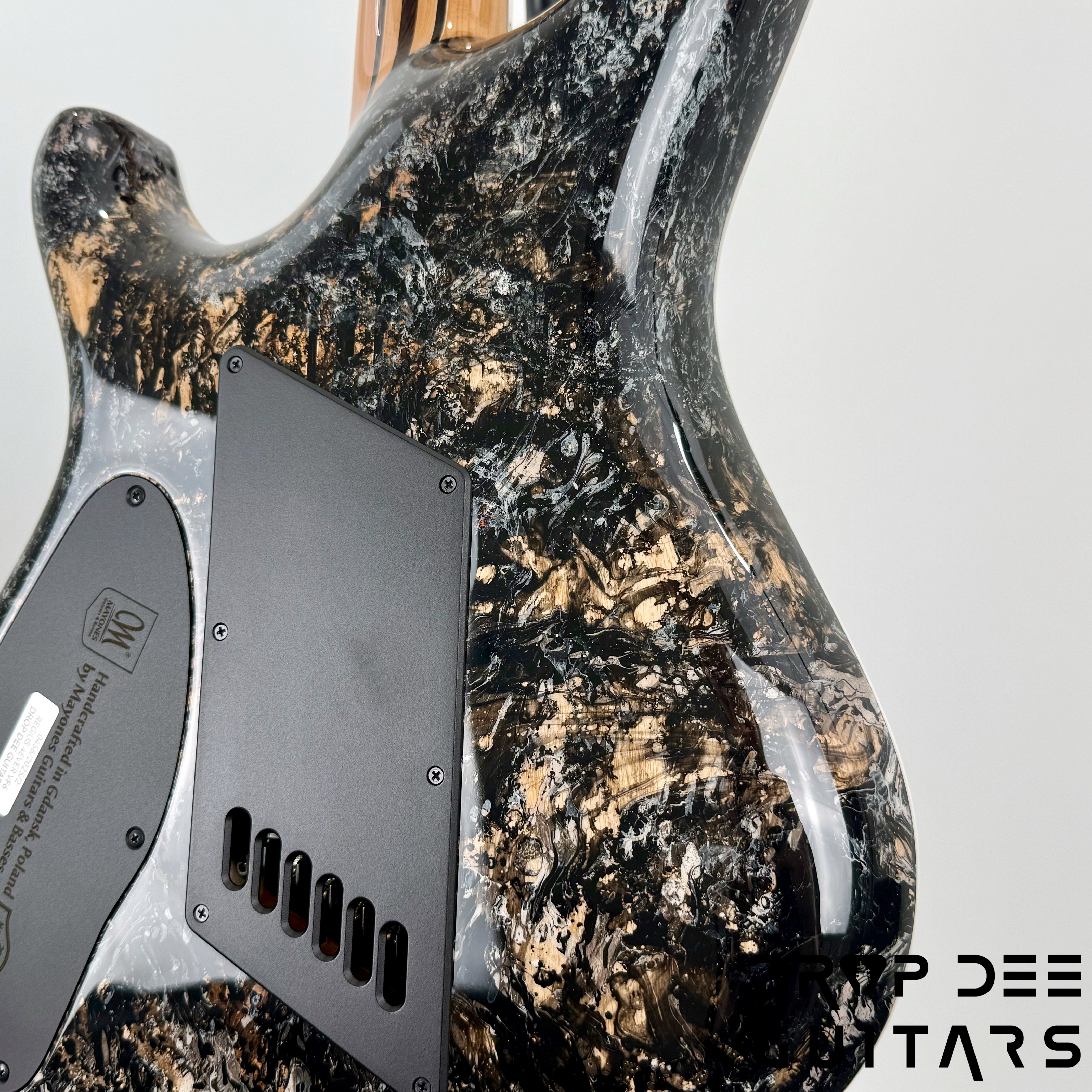 Mayones Regius 4Ever VF 6 Multiscale Evertune Electric Guitar w/ Case - Black Gold Mercury Swirl