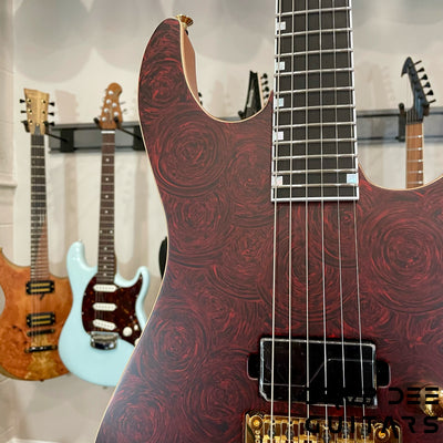ESP USA M-I DX FR Electric Guitar w/ Case (4052) - Red Rose Marble