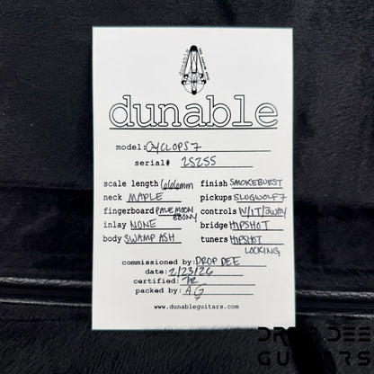 Dunable USA Custom Shop Cyclops 7 7-String Electric Guitar w/ Case - Smoke Burst