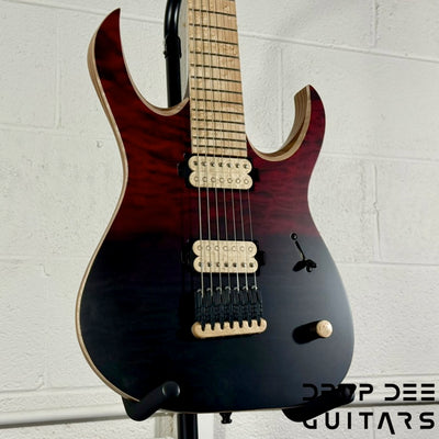 Mayones Duvell Elite 7 7-String Electric Guitar w/ Case - Red/Black Fade
