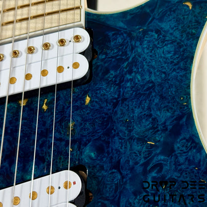 MRK Custom Shop Apodis Multiscale 7-String Electric Guitar w/ Case - Blue w/ Gold Leaf