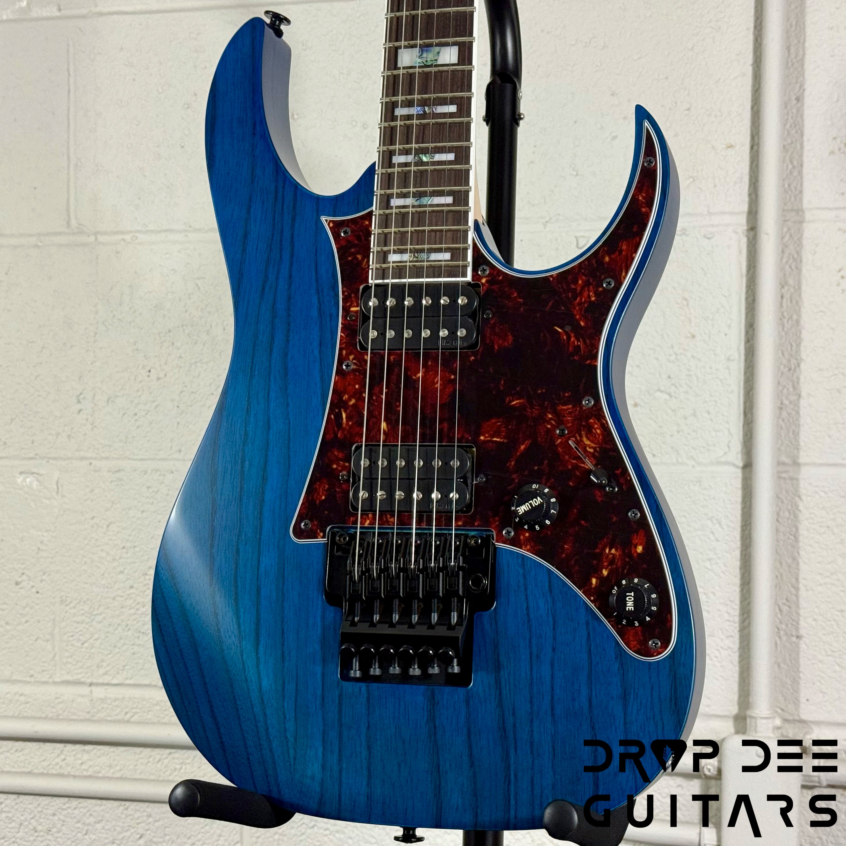 Ibanez Prestige RG653DX Electric Guitar w/ Case - Transparent Deep Blue Flat
