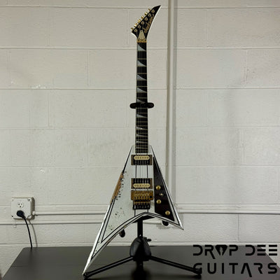 Jackson USA Custom Shop Special Edition Rhoads Electric Guitar w/ Case - Snow White w/ Black Vintage Pinstripes, Nitro-Tour Heavy Relic