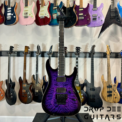 ESP USA M-II FR DLX Electric Guitar w/ Case - Dark Purple Sunburst