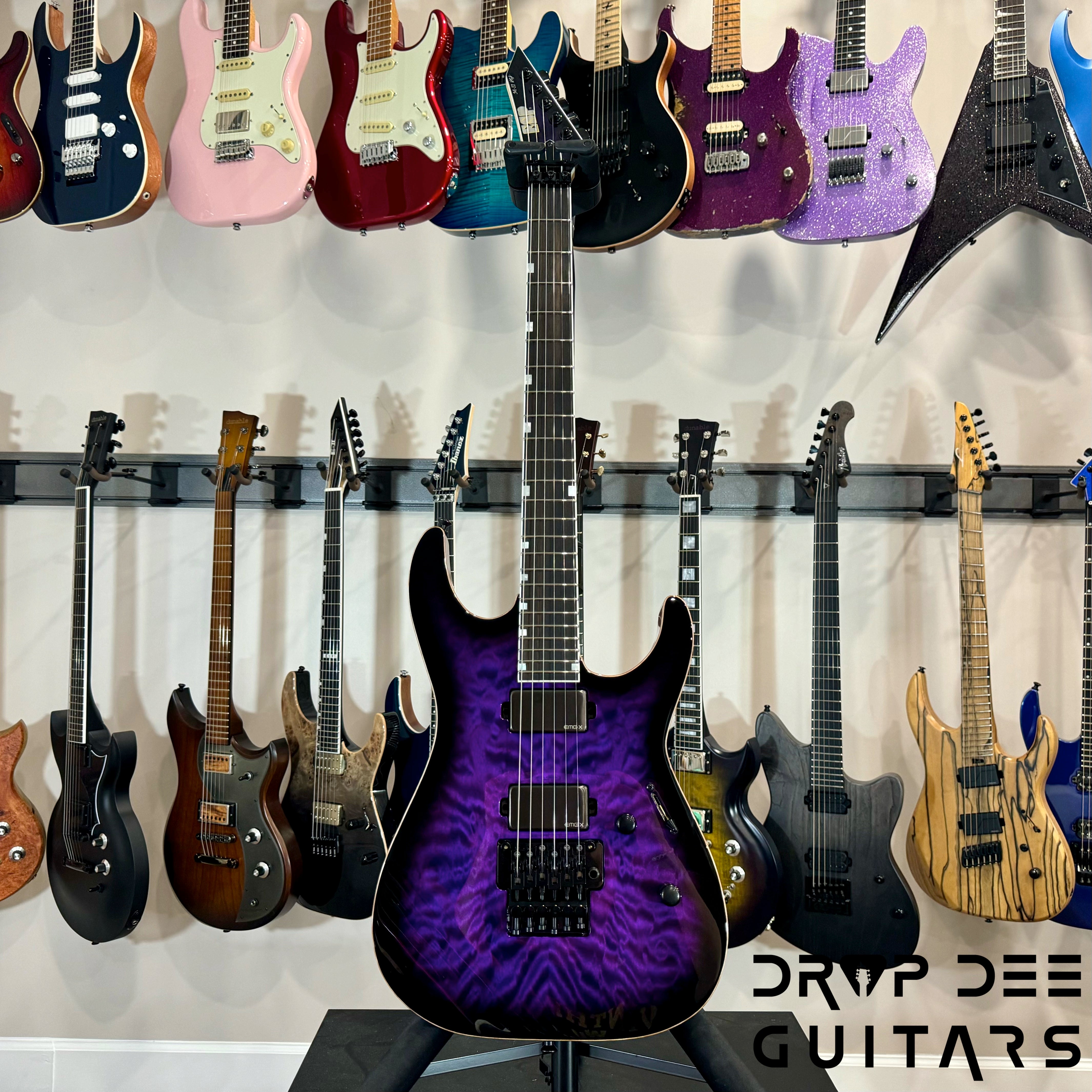 ESP USA M-II FR DLX Electric Guitar w/ Case - Dark Purple Sunburst