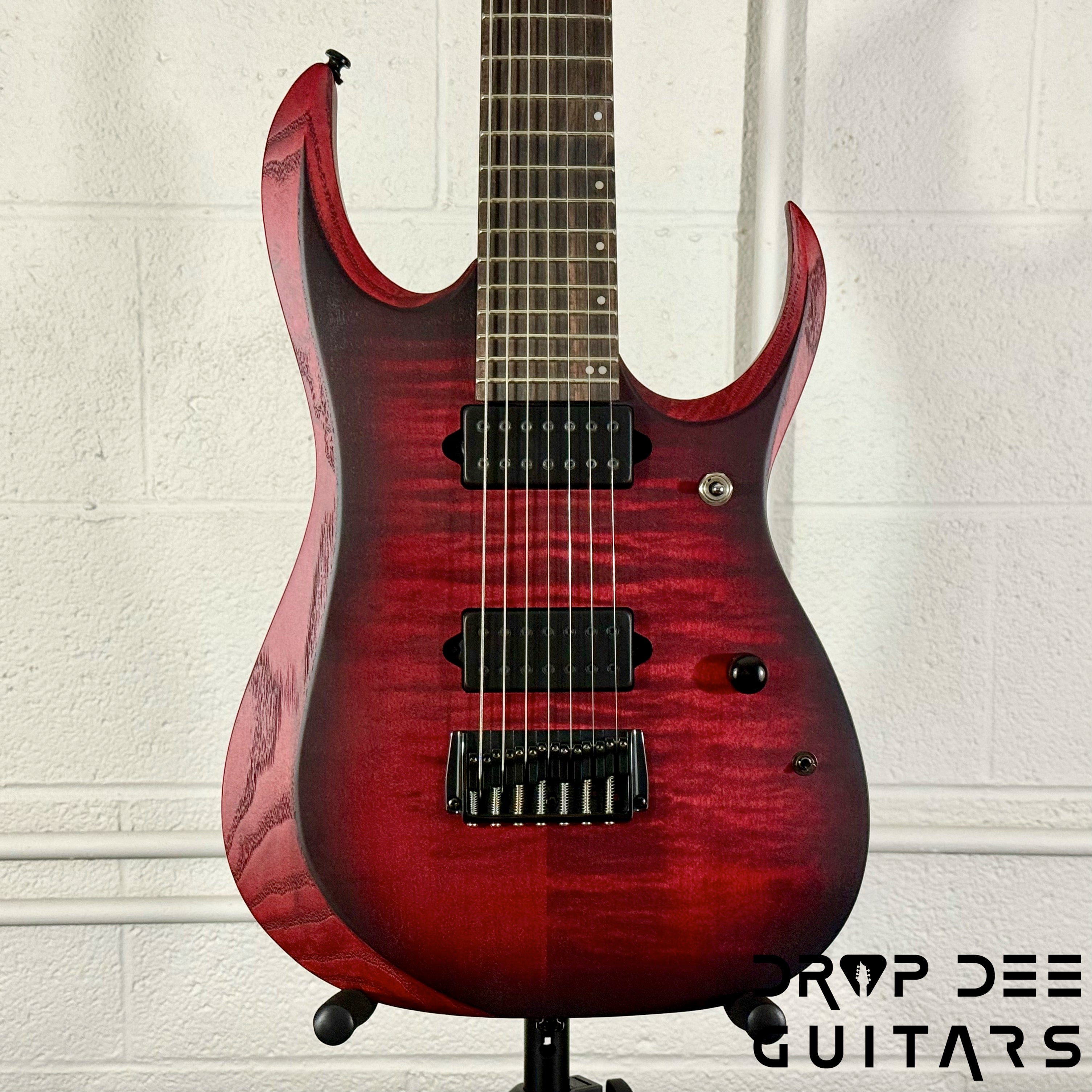Ibanez Standard RGD721FA Baritone 7-String Electric Guitar - Stained Wine Red Burst Flat