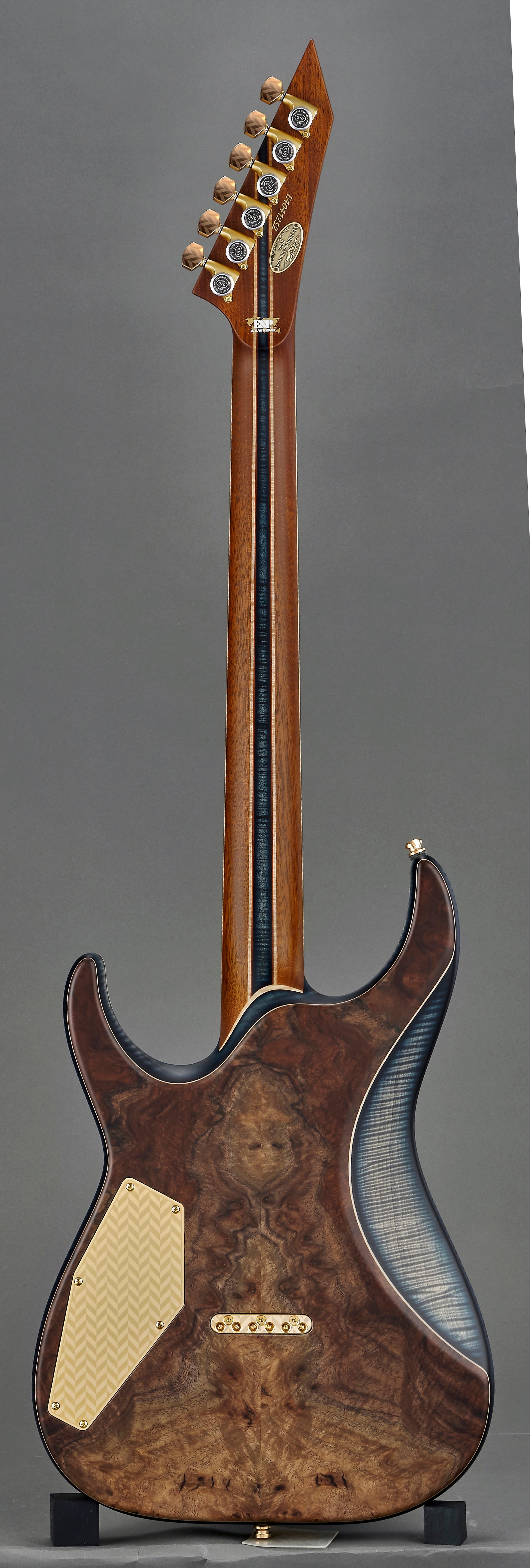 ESP Exhibition Limited M-II CTM NT Electric Guitar w/ Case - Natural w/ Dark Blue Burst