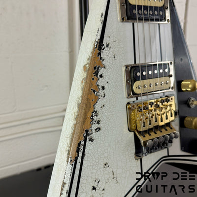 Jackson USA Custom Shop Special Edition Rhoads Electric Guitar w/ Case - Snow White w/ Black Vintage Pinstripes, Nitro-Tour Heavy Relic