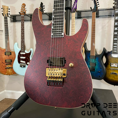 ESP USA M-I DX FR Electric Guitar w/ Case (4038) - Red Rose Marble