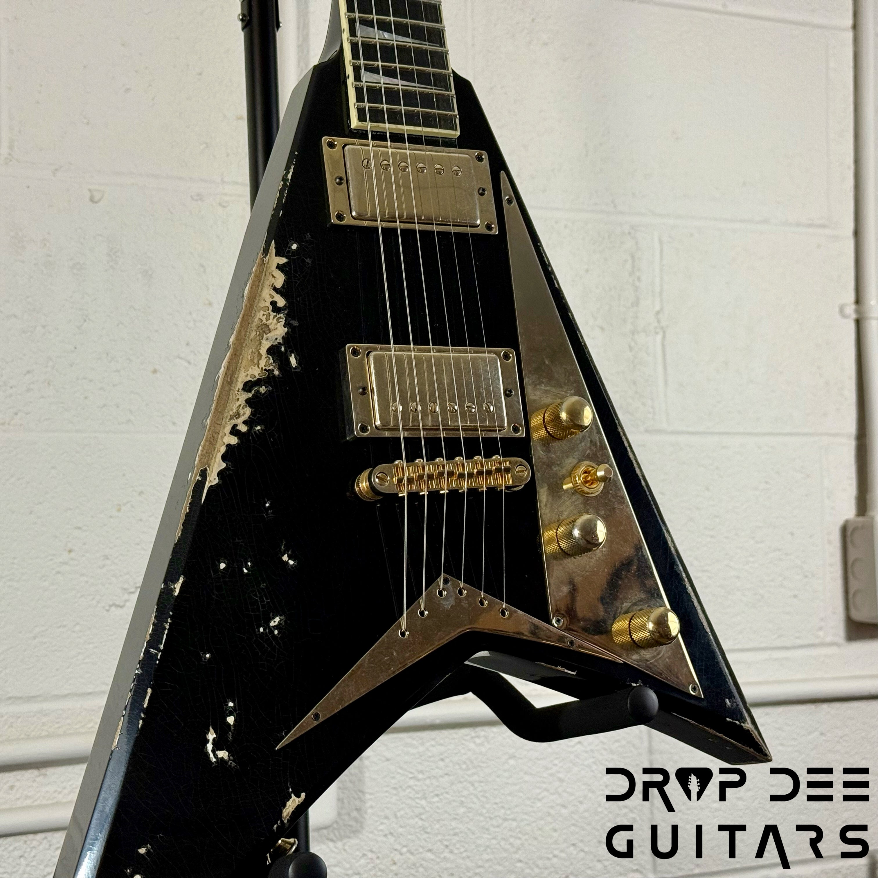 Jackson USA Custom Shop Special Edition Rhoads Electric Guitar w/ Case - Black Nitro Relic (Tour Heavy Relic)