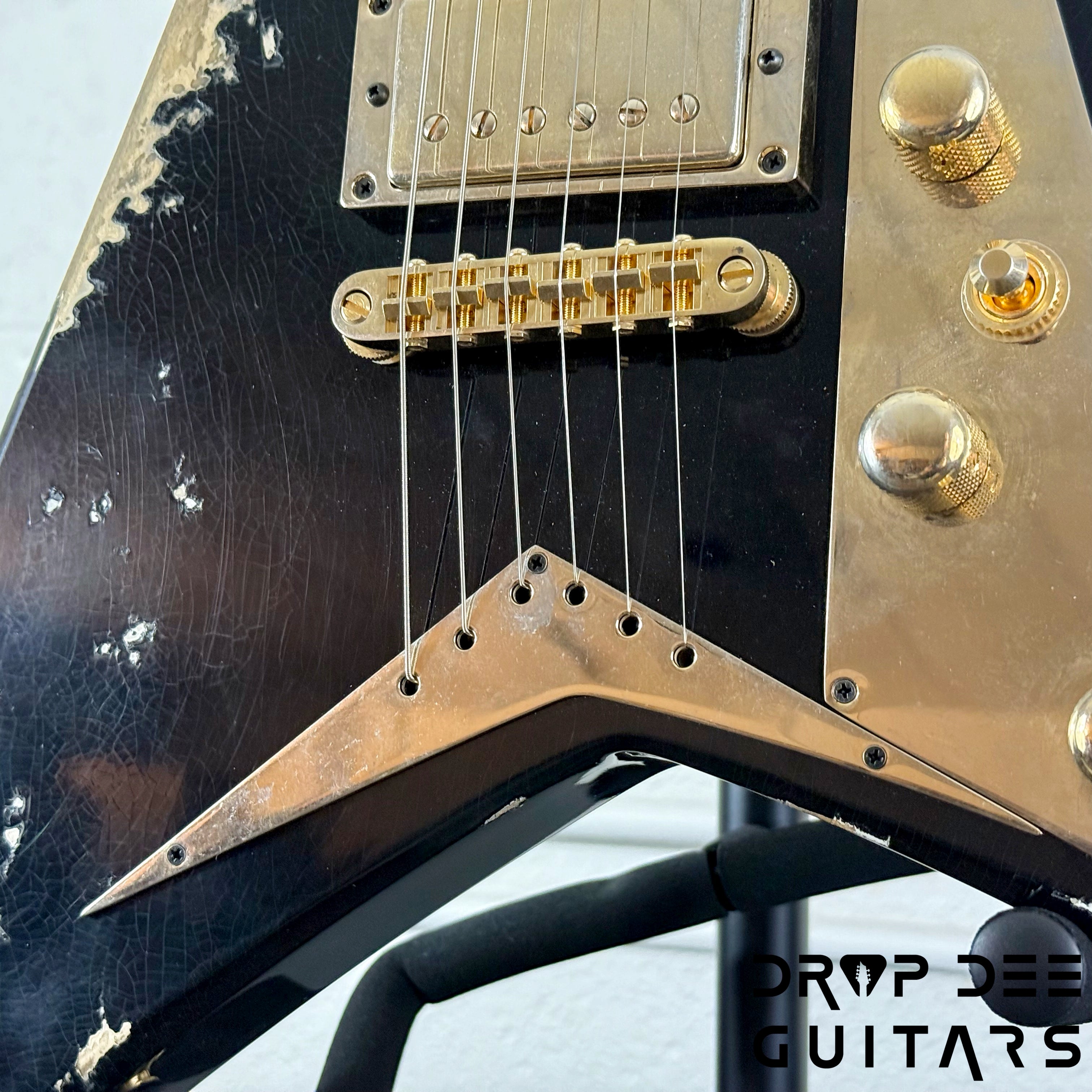 Jackson USA Custom Shop Special Edition Rhoads Electric Guitar w/ Case - Black Nitro Relic (Tour Heavy Relic)